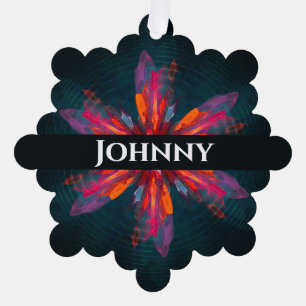 Floral Mandala Flowers Orange Red Blue Abstract Tree Decoration Card