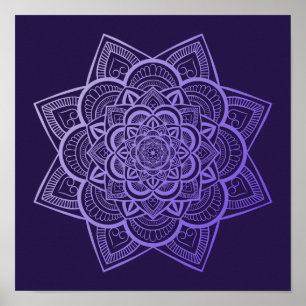 Floral Mandala Lavender Purple Gradient Art Print