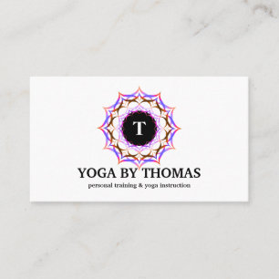 Floral Mandala Logo Monogram Yoga Instructor Business Card
