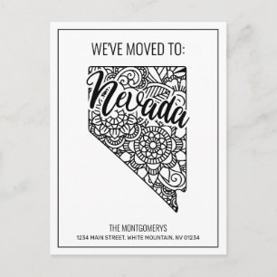 Floral Mandala Nevada State Moving Announcement Postcard