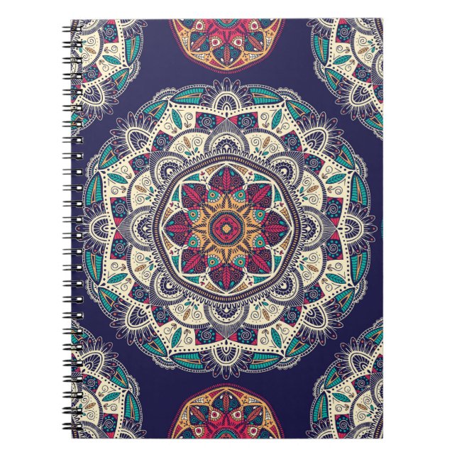 Floral Mandala: Ornamental Vintage Seamless Notebook (Front)