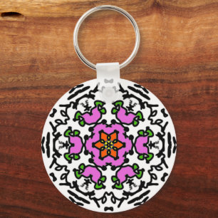 Floral Mandala Pattern Key Ring
