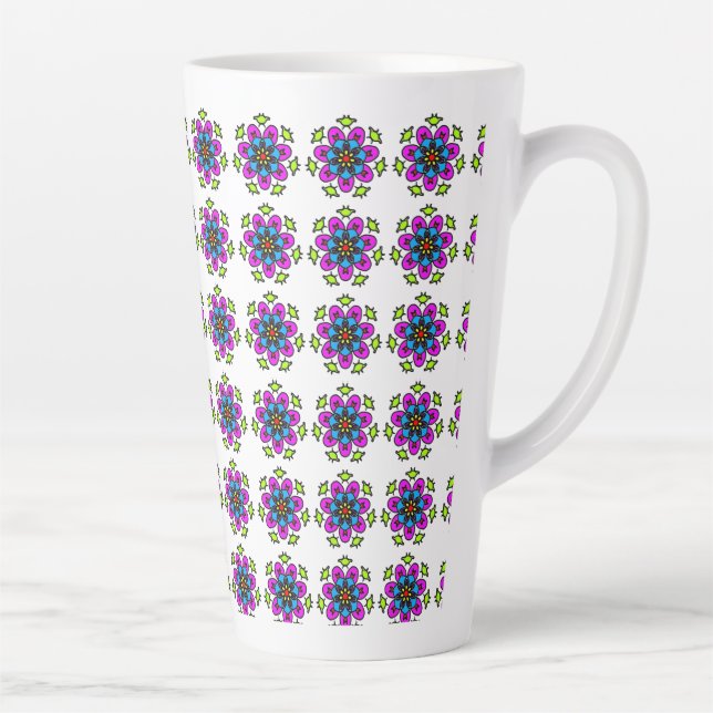 Floral Mandala Pattern Latte Mug (Right)