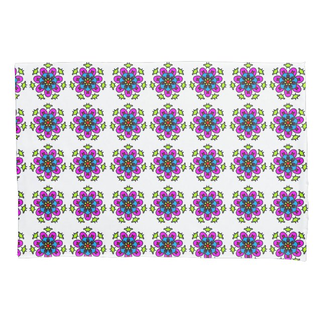 Floral Mandala Pattern Pillowcase (Front)