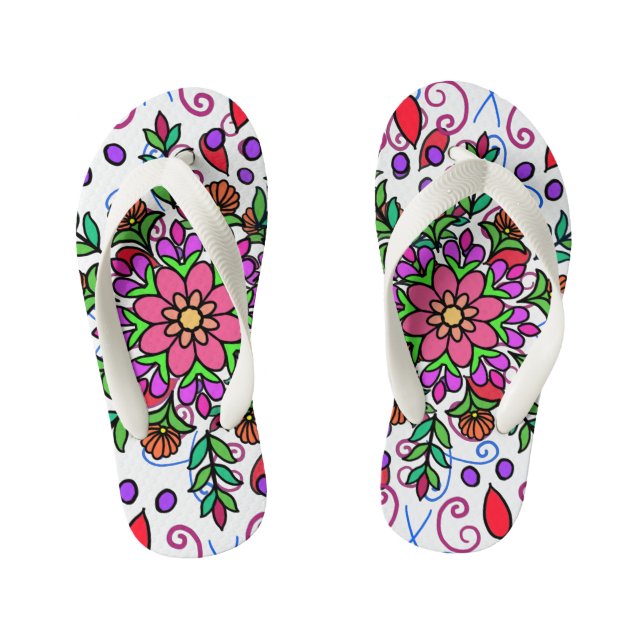 Floral Mandala Sandle Kid's Thongs (Footbed)