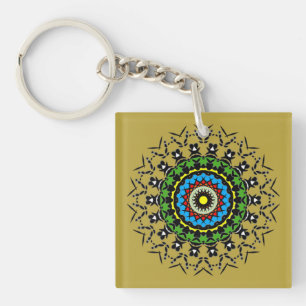 Floral Mandala Seamless Key Ring