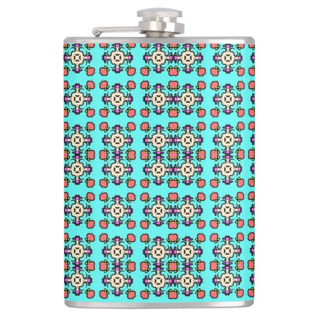 Floral Mandala Seamless Pattern Hip Flask (Front)