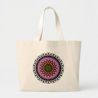 Floral Mandala Seamless Pattern Pink Aura Orbit Large Tote Bag