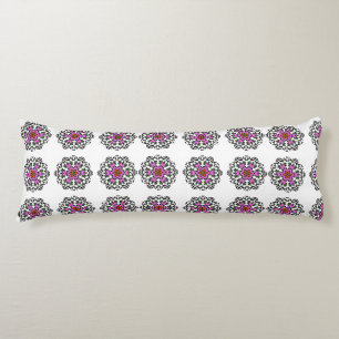 Floral Mandala Seamless Pattern: Purple Boho Zen Body Cushion