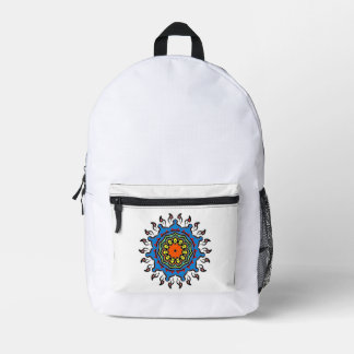 Floral Mandala Seamless Pattern: Sacred Bloom Printed Backpack