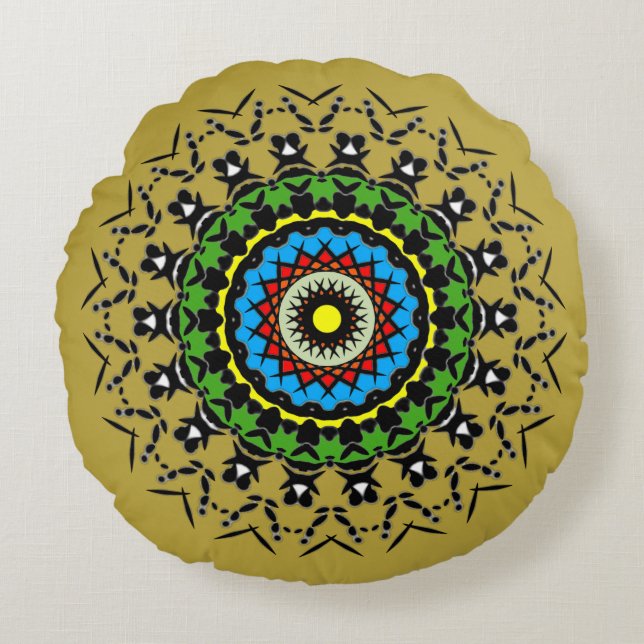Floral Mandala Seamless Round Cushion (Front)