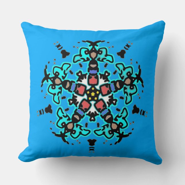 Floral Mandala Seamless Turquoise Cushion (Front)
