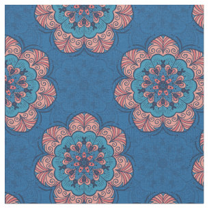 Floral Mandala Tile in Blue & Pink Fabric