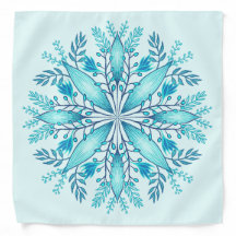 Floral Mandala - Turquoise Blue Boho Snowflake