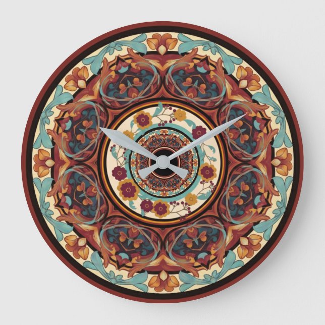 Floral Mandala Wall Clock (Front)