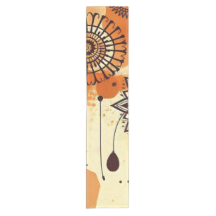 Floral Mandala Warm Rustic Boho Tones Short Table Runner