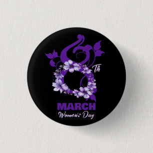 Floral March 8 International Woman's Day 2025 3 Cm Round Badge