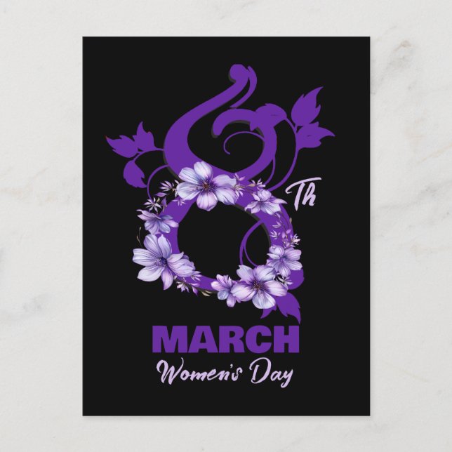 Floral March 8 International Woman's Day 2025 Postcard (Front)