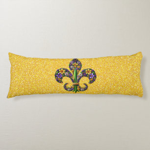 Floral Mardi Gras fleur de lis Body Cushion