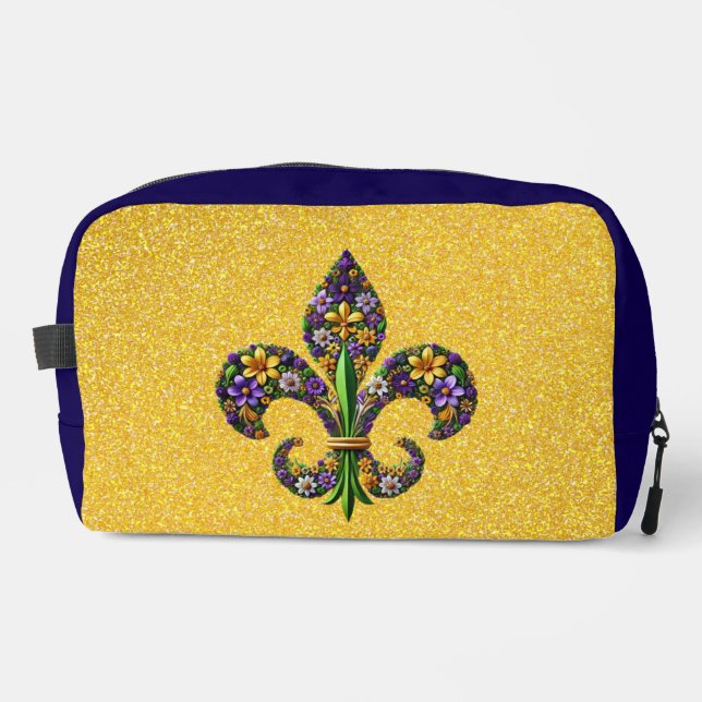 Floral Mardi Gras fleur de lis Dopp Kit (Front)