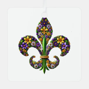 Floral Mardi Gras fleur de lis Metal Tree Decoration