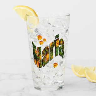 Floral Maria Name Logo, Glass