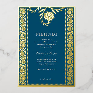 Floral Marigold Gold Mehndi Invitation