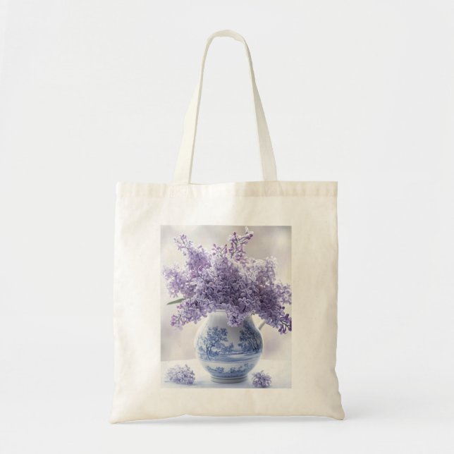 Floral Market Tote Bag - Lilac Blooms  (Front)