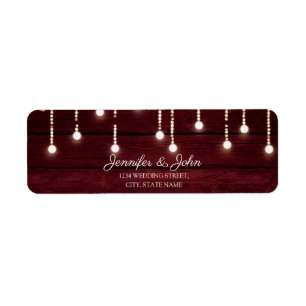 Floral Maroon Wooden Rustic Wedding Return Address Return Address Label
