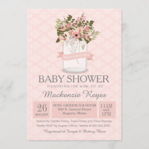 Floral Mason Jar Baby Shower Invitation