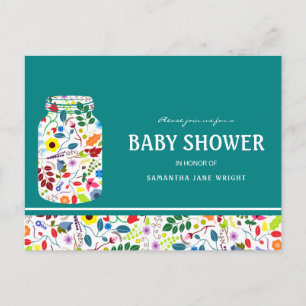 Floral Mason Jar Baby Shower Invitation