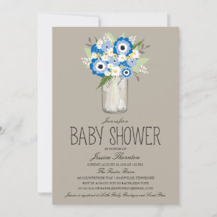 Floral Mason Jar Baby Shower Invitation