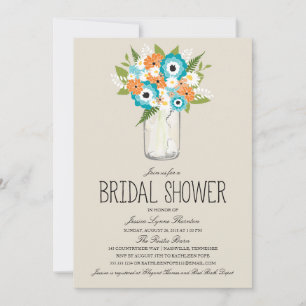 Floral Mason Jar Bridal Shower Invitation