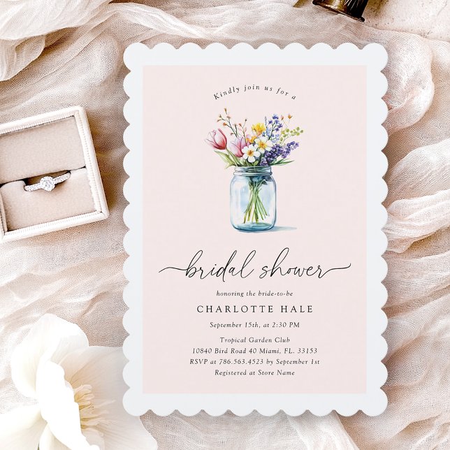 Floral Mason Jar Bridal Shower Invitation (Creator Uploaded)