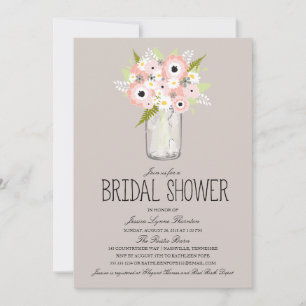 Floral Mason Jar Bridal Shower Invitation