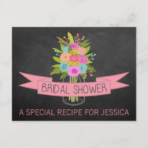 Floral Mason Jar Bridal Shower Recipe Cards
