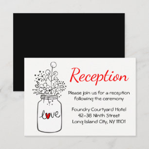 Floral Mason Jar Country Black Wedding Reception Invitation