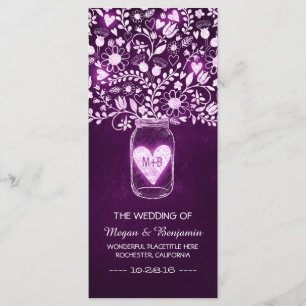 floral mason jar purple elegant wedding programs