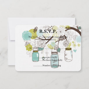Floral Mason Jars Wedding RSVP Card