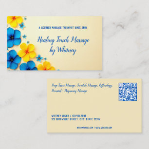 Floral Massage Therapist QR Business Card