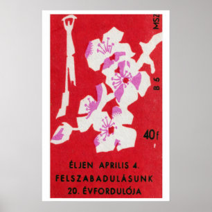 Floral Matchbox Art Print, Hungarian Vintage Poster