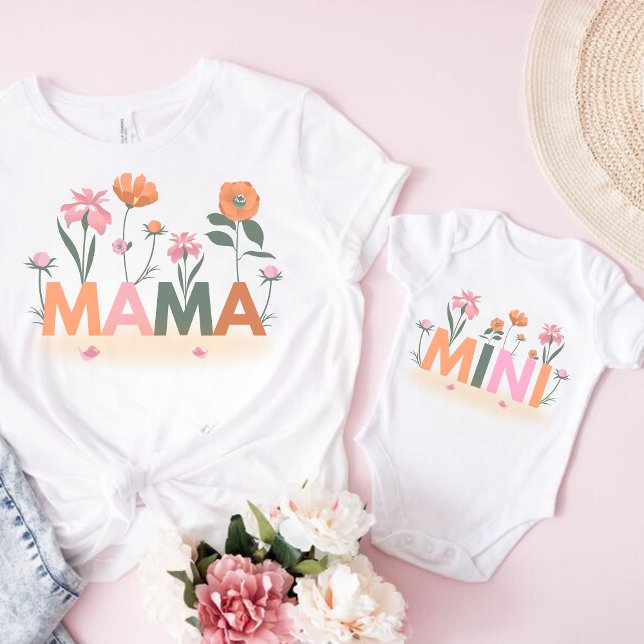 Floral  Matching Mummy daughter  T-Shirt (Creator Uploaded)