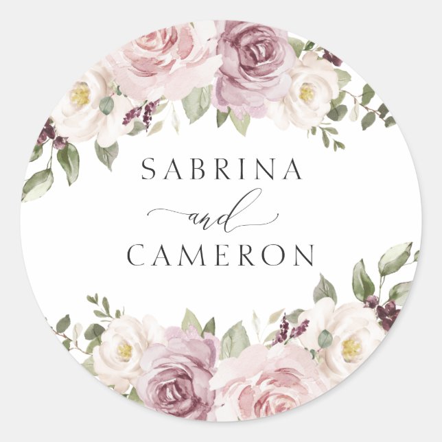 Floral Mauve Blush Elegant Wedding Envelope Seal (Front)