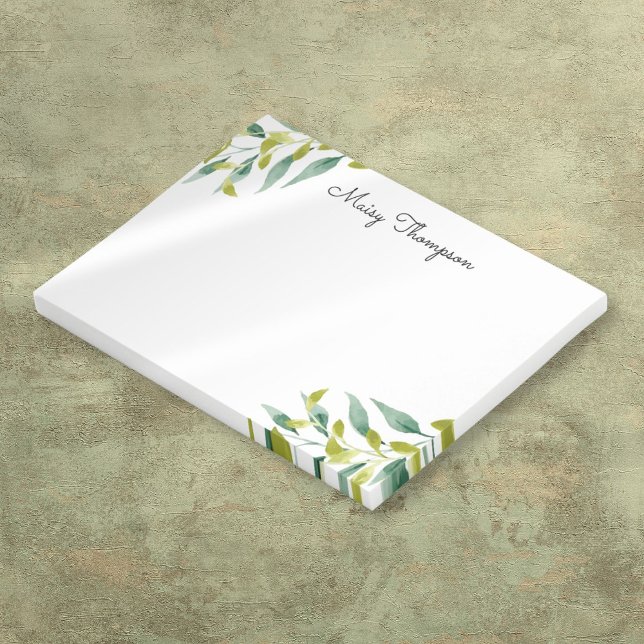 Floral Meadow Greenery Monogram Name Post-it Notes (Floral Meadow Greenery Monogram Name Post-it Notes)