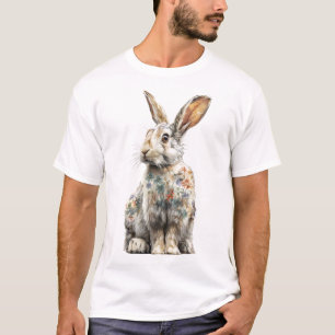 Floral Meadow Rabbit Illustration Men T-Shirt