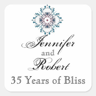 Floral Medallion in Teal Rose Envelope Seal