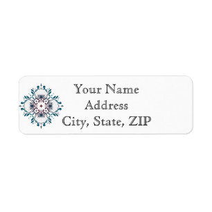 Floral Medallion Teal Anniversary Return Address Return Address Label