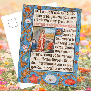 Floral Mediaeval Christian Resurrection Easter Holiday Postcard