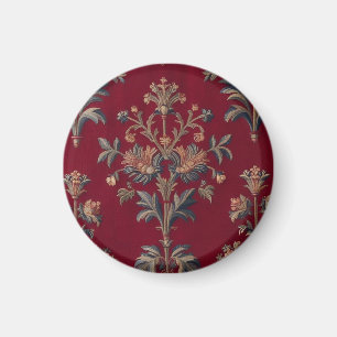 floral medieval embroidery in burgundy red magnet
