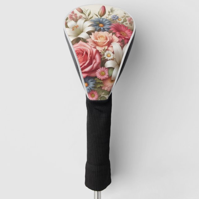 Floral Medley Vibrant Blooms & Botanical Beauty Golf Head Cover (Front)
